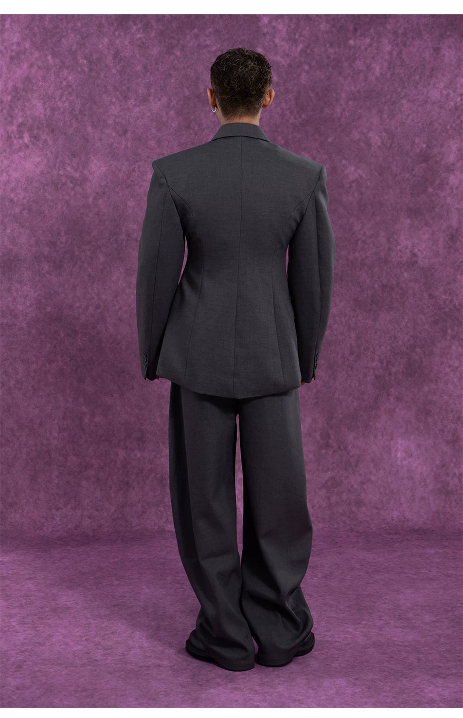 Vintage Casual Dark Grey Structured Blazer