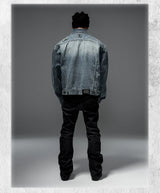 Loose Vintage Blue Distressed Denim Jacket
