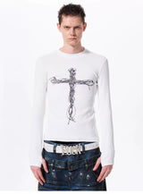 Men's Cross Print Long Sleeve T-Shirt