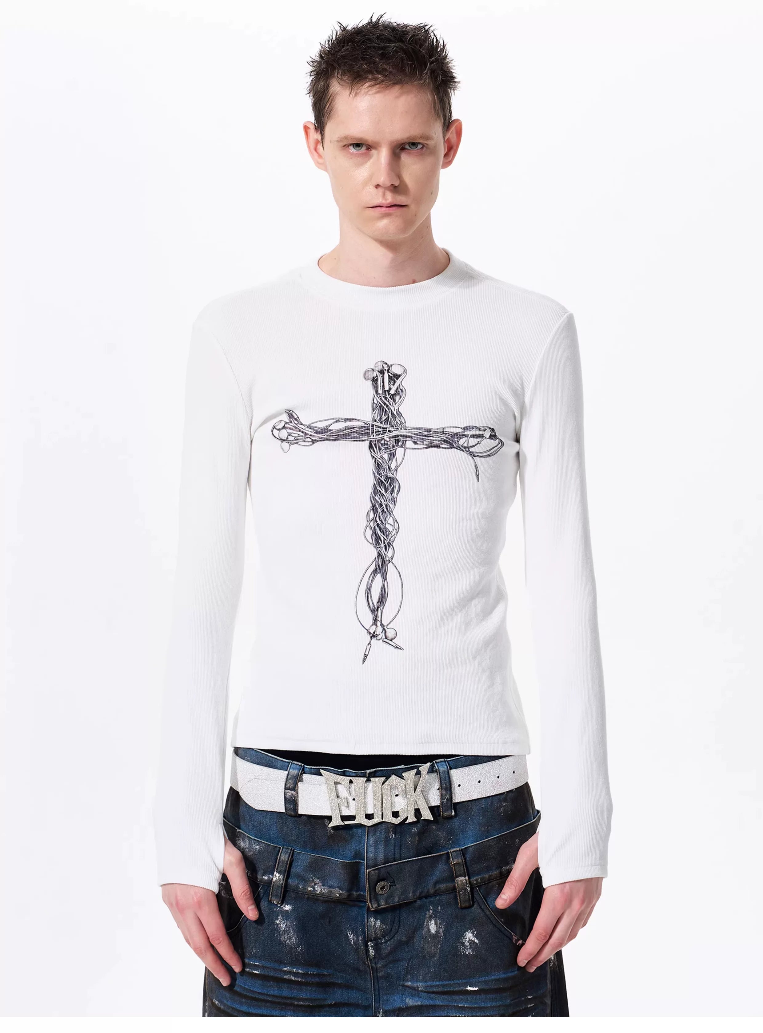 Men's Cross Print Long Sleeve T-Shirt