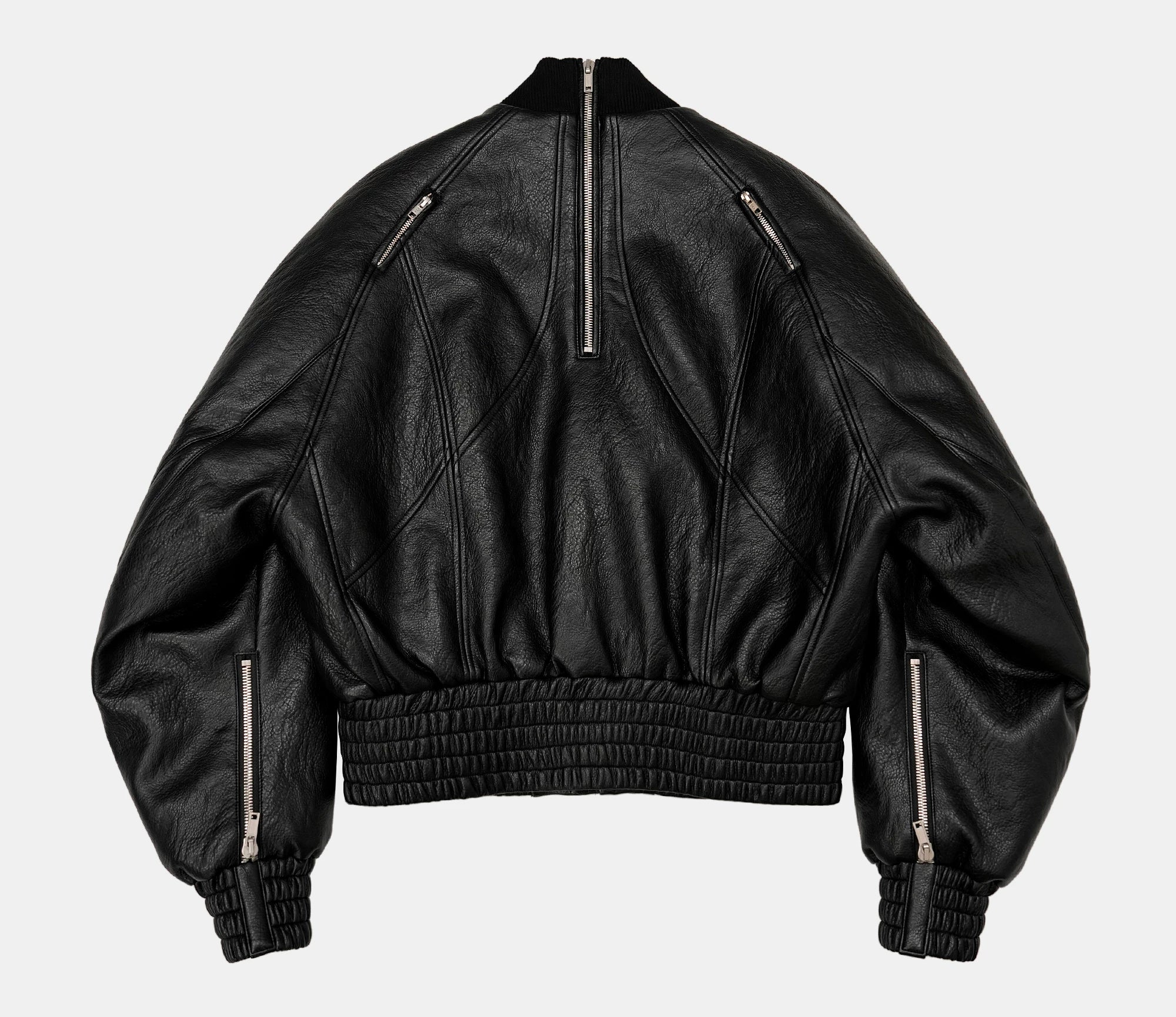 Dark Textured Curve Sleeve Bomber Jacket