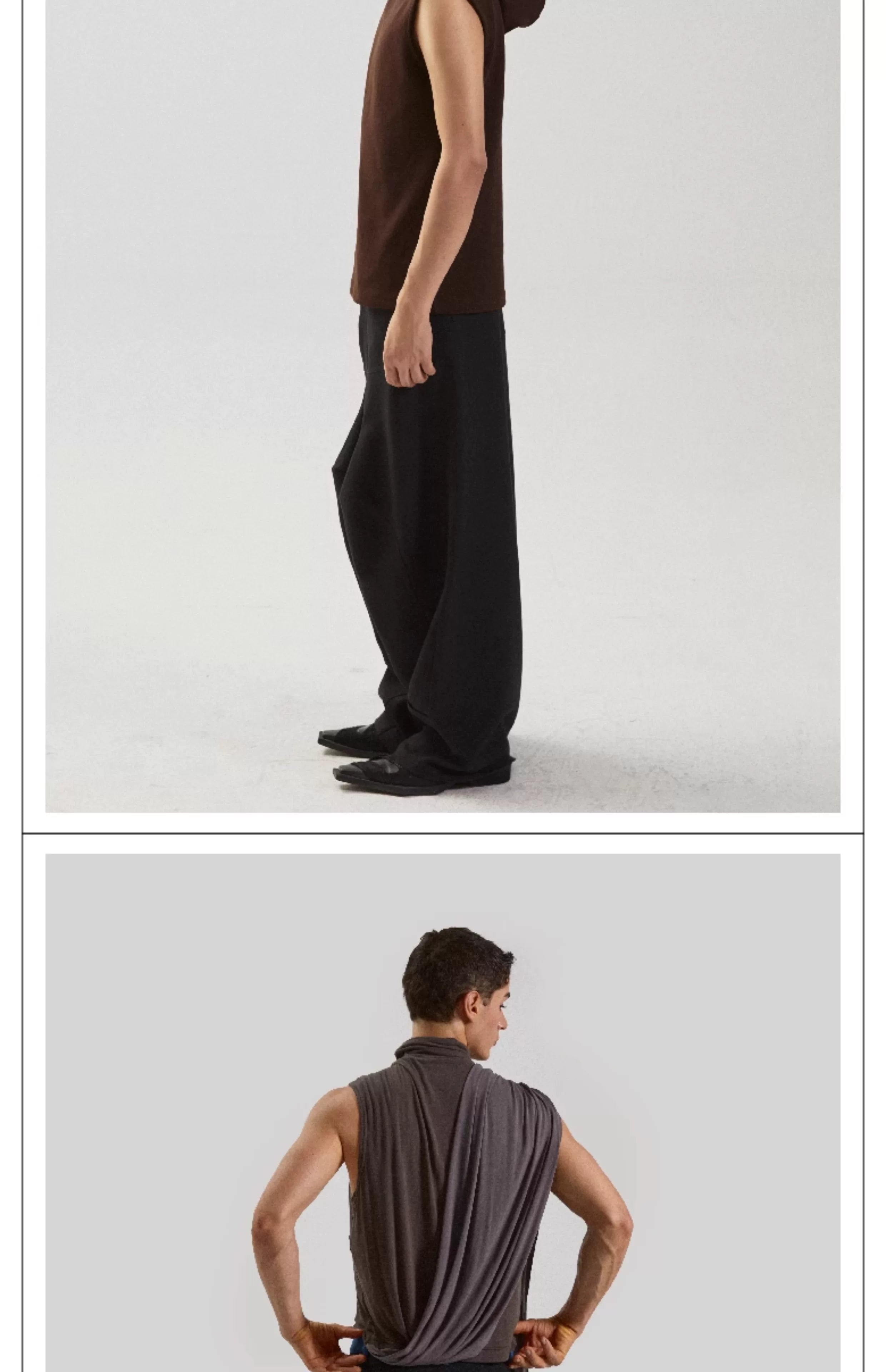 Black Patchwork Wide Leg Floor-Length Pants