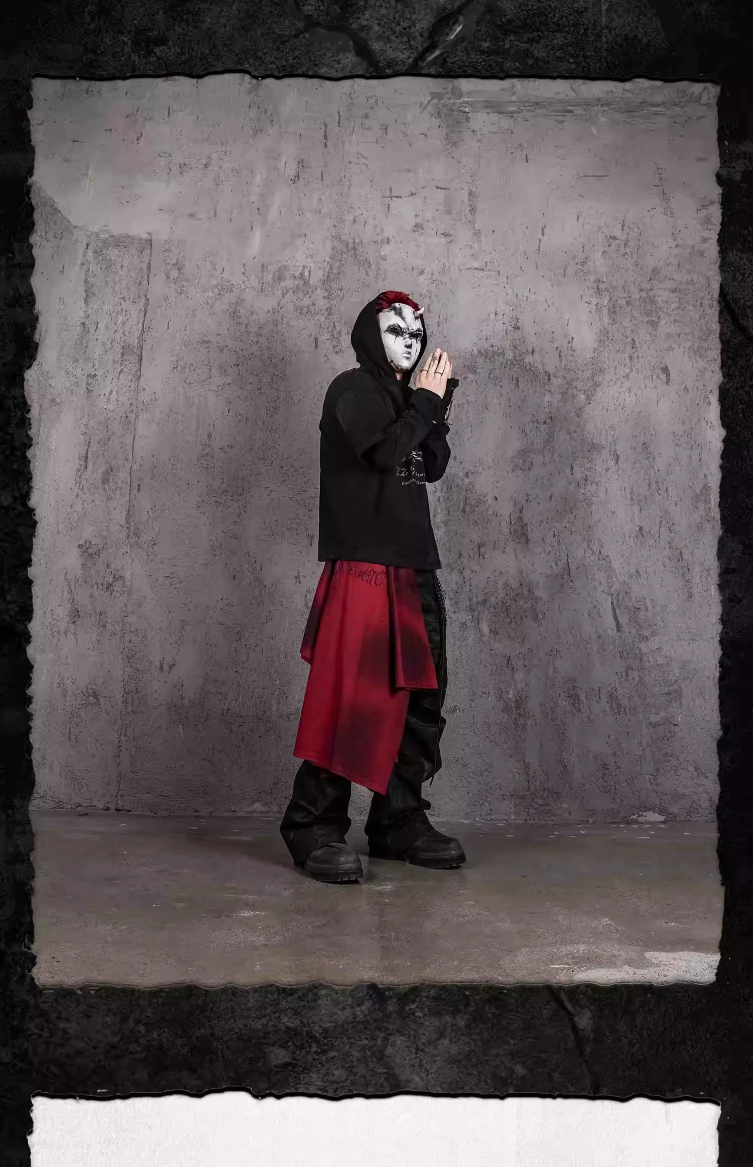 Distressed Two-in-One Prisoner Print Hoodie