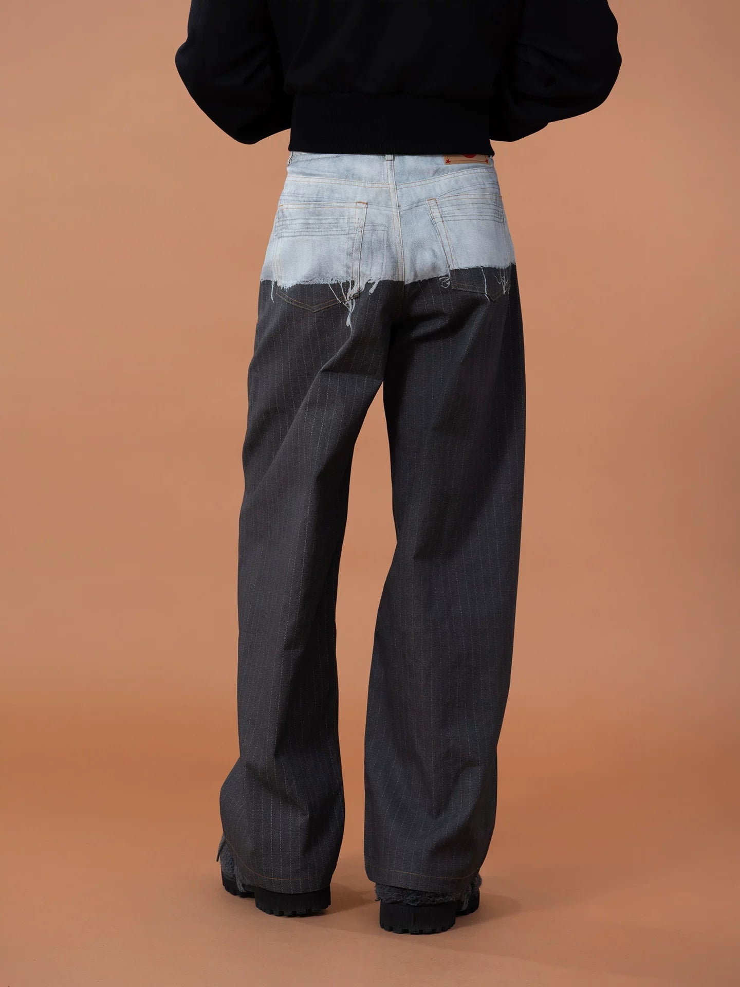 Men's Gray Colorblock Striped Printed Jeans