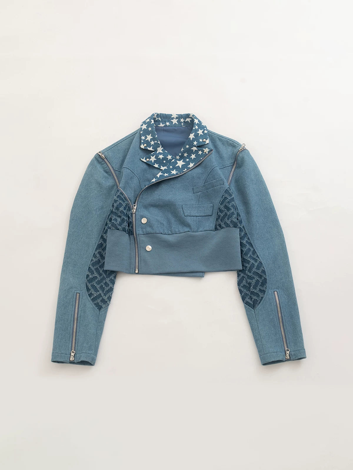 Detachable Zipper Star Cropped Denim Jacket