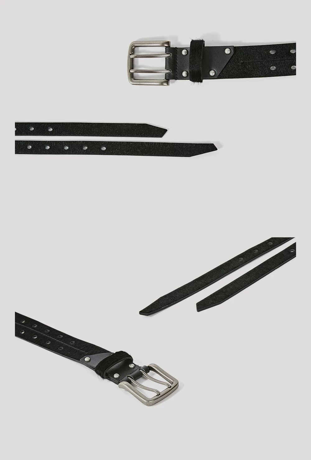 Horsehair Double-breasted Asymmetric Top-grain Leather Belt