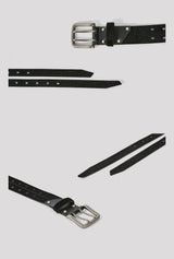Horsehair Double-breasted Asymmetric Top-grain Leather Belt