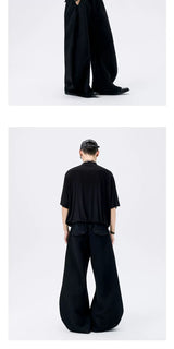 Black Y-Neck Magnetic Double Door Tee