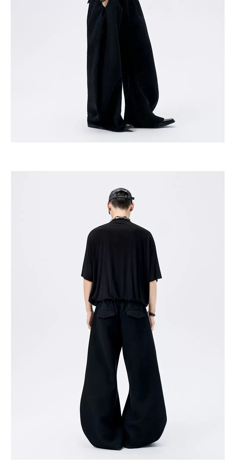 Black Y-Neck Magnetic Double Door Tee
