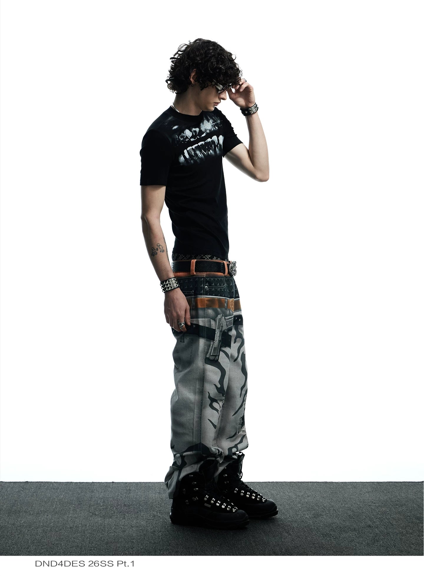 3D Tiger Print Flare Jeans