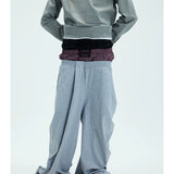 Two-tone Asymmetrical Pleated Baggy Sweatpants