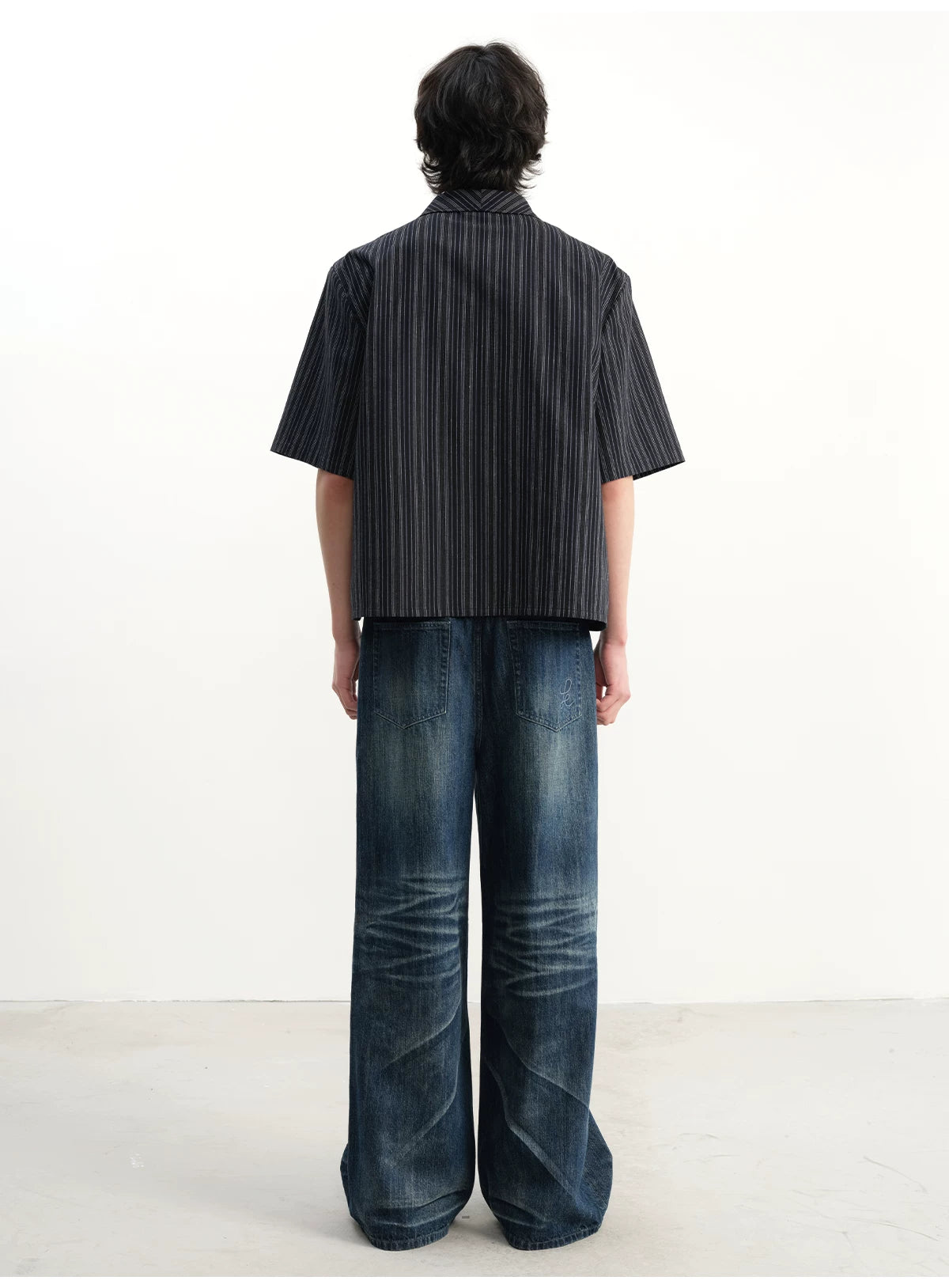 Short-Sleeve Striped Cotton Linen Shirt