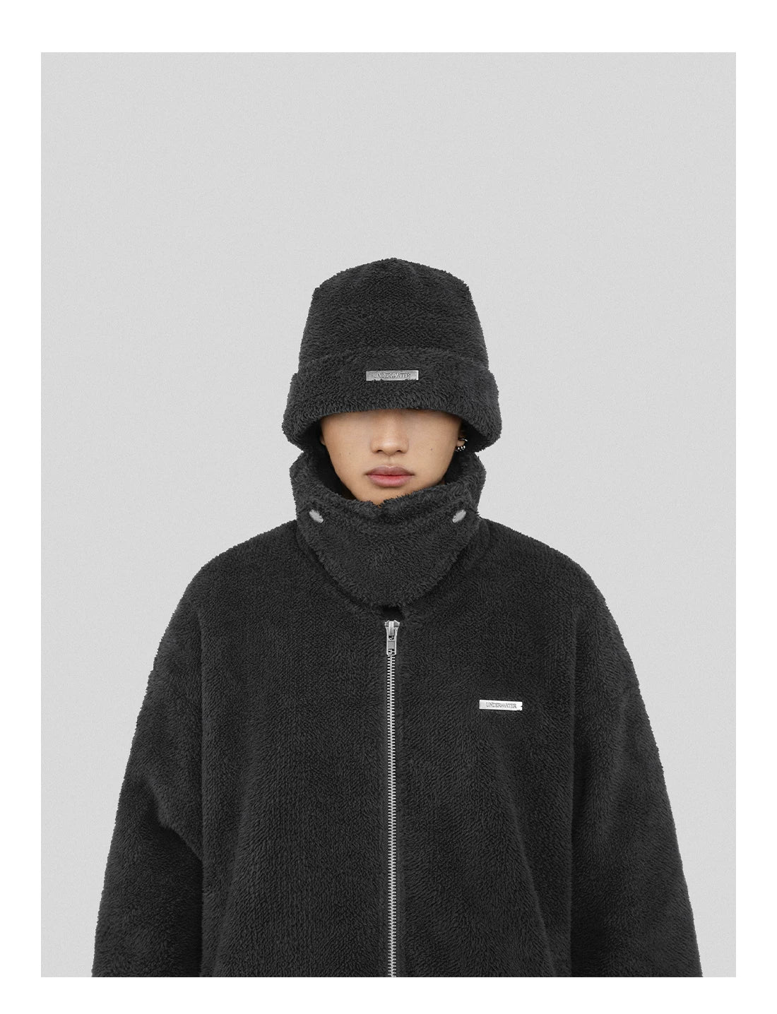 Distressed Black Fleece Bucket Hat