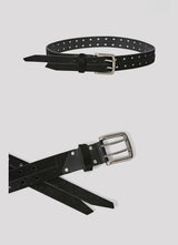 Horsehair Double-breasted Asymmetric Top-grain Leather Belt