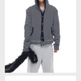 Men's Striped Fur Collar Hoodie