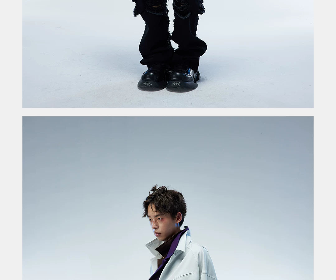 Couple's Loose Color-block Three-layer Collar Coat