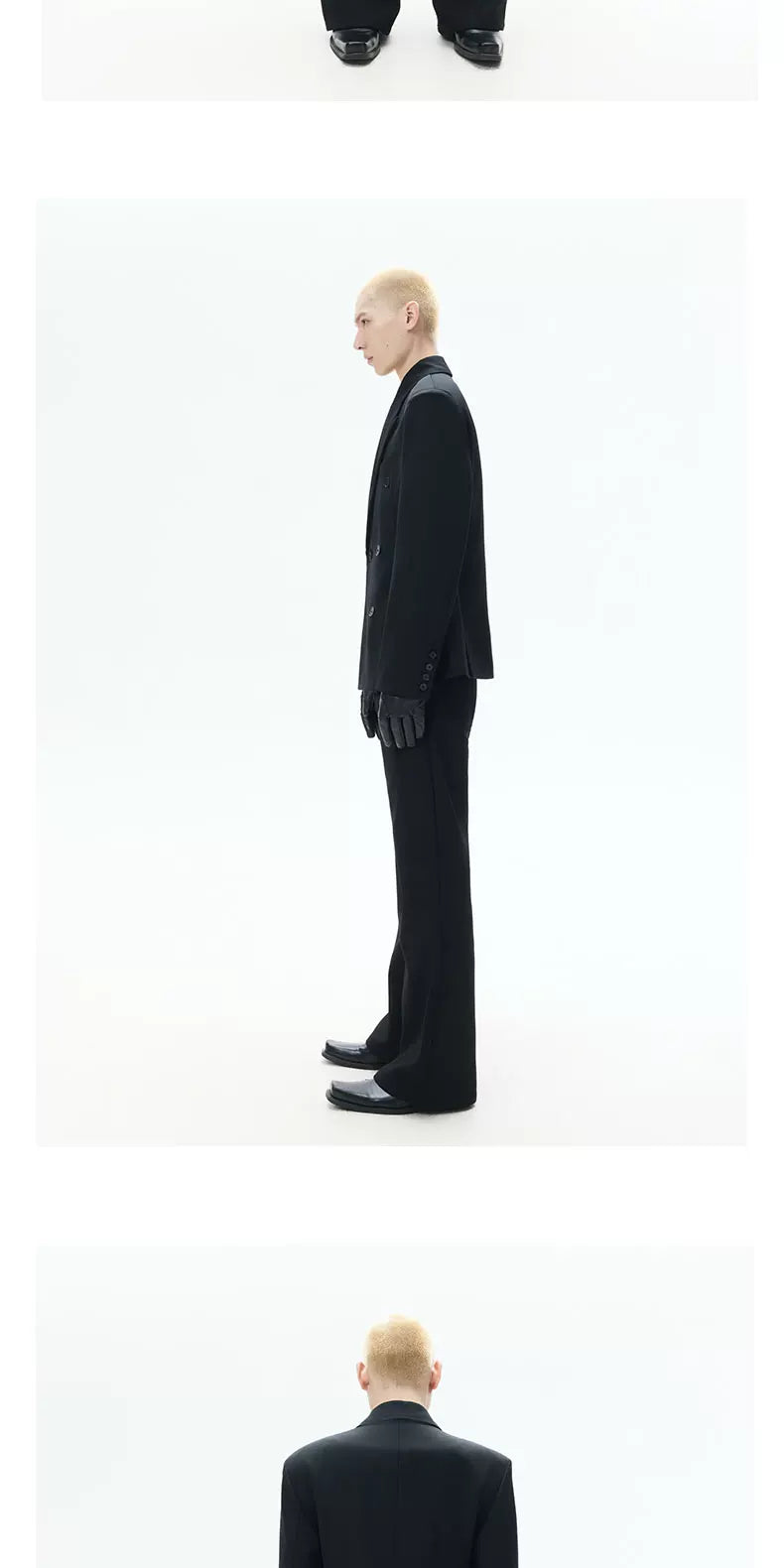 Loose Black Double-breasted Tailored Blazer