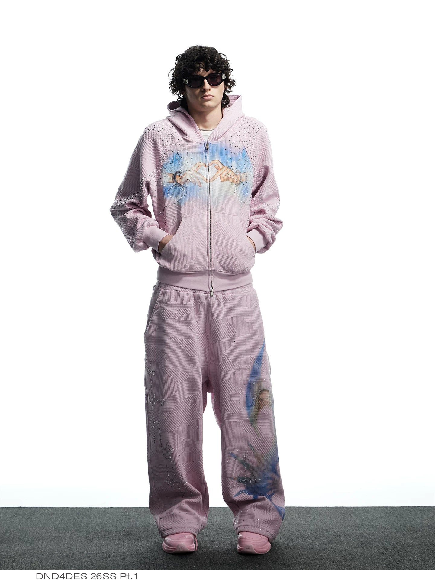 Vintage Pink Embellished Dual Waistband Sweatpants