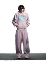 Vintage Pink Embellished Dual Waistband Sweatpants