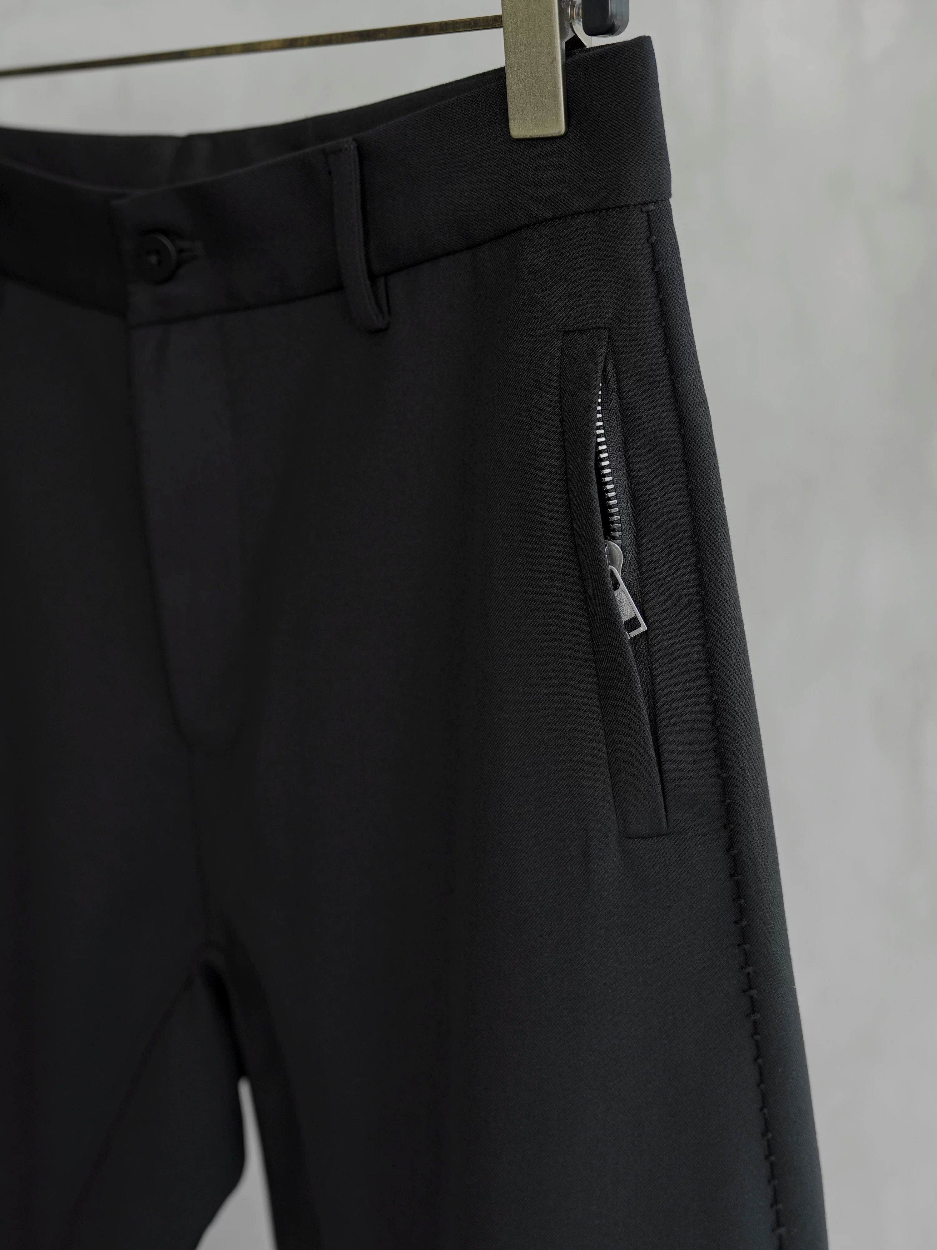 Matte Black Wrinkle-Resistant Dress Pants