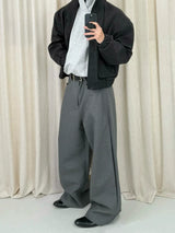 Black Gray Wide Leg Dress Pants