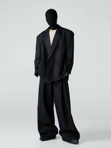 Men's Cropped Black Padded Drapey Blazer