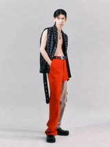 Punk Studded Wide-Shouldered Leather Vest