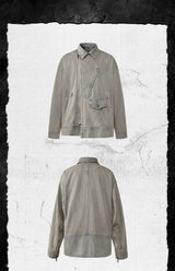 Vintage Sand Zip Denim Biker Jacket