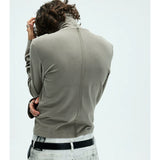 Two-color Fitted Long-sleeve Turtleneck Tee