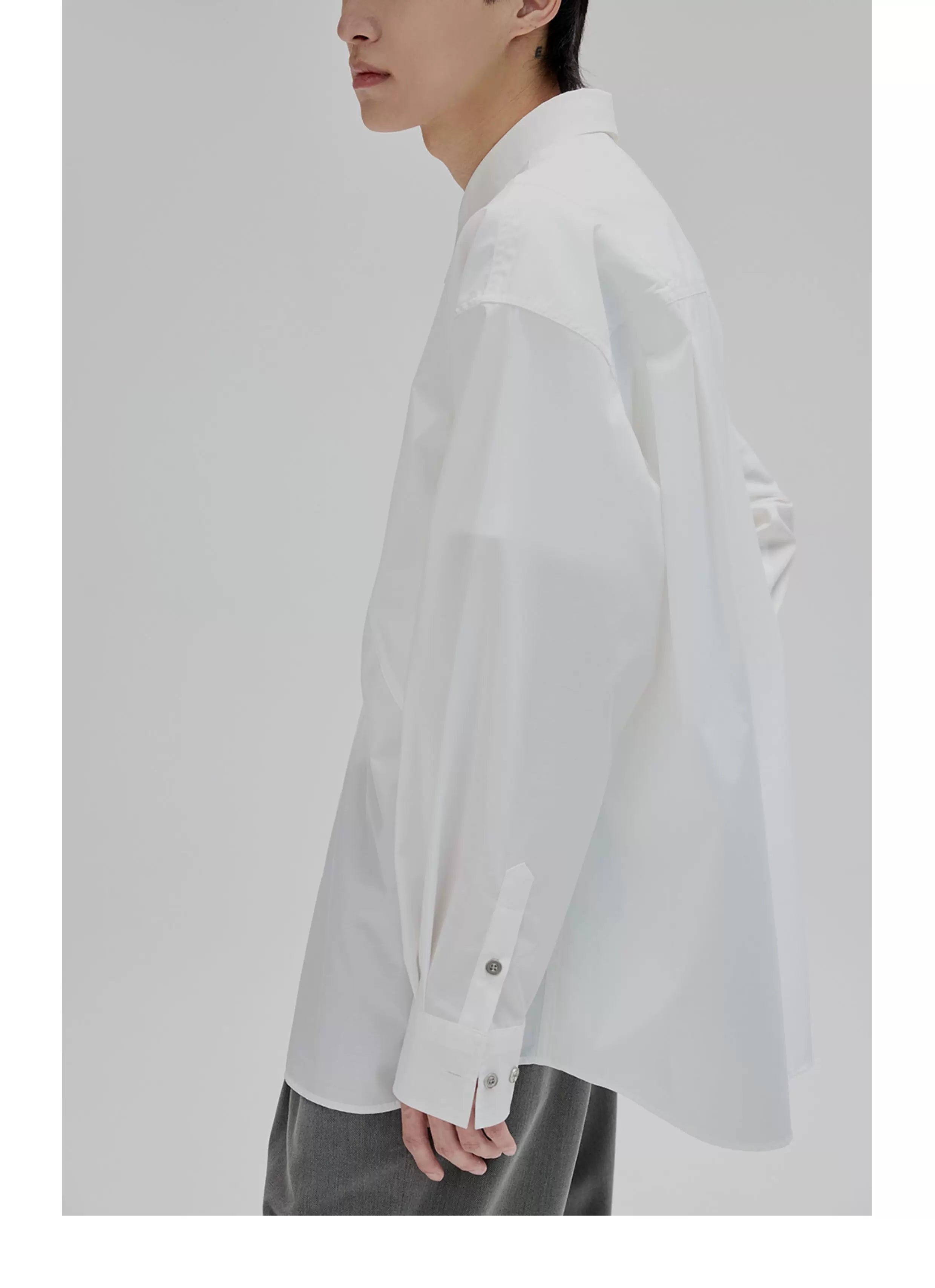 Basic Long Sleeve Cotton Blend Shirt