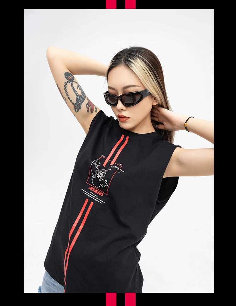 Men's Black Printed Tank Top