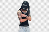 Washed Destroyed Black Tape Patched Jeans