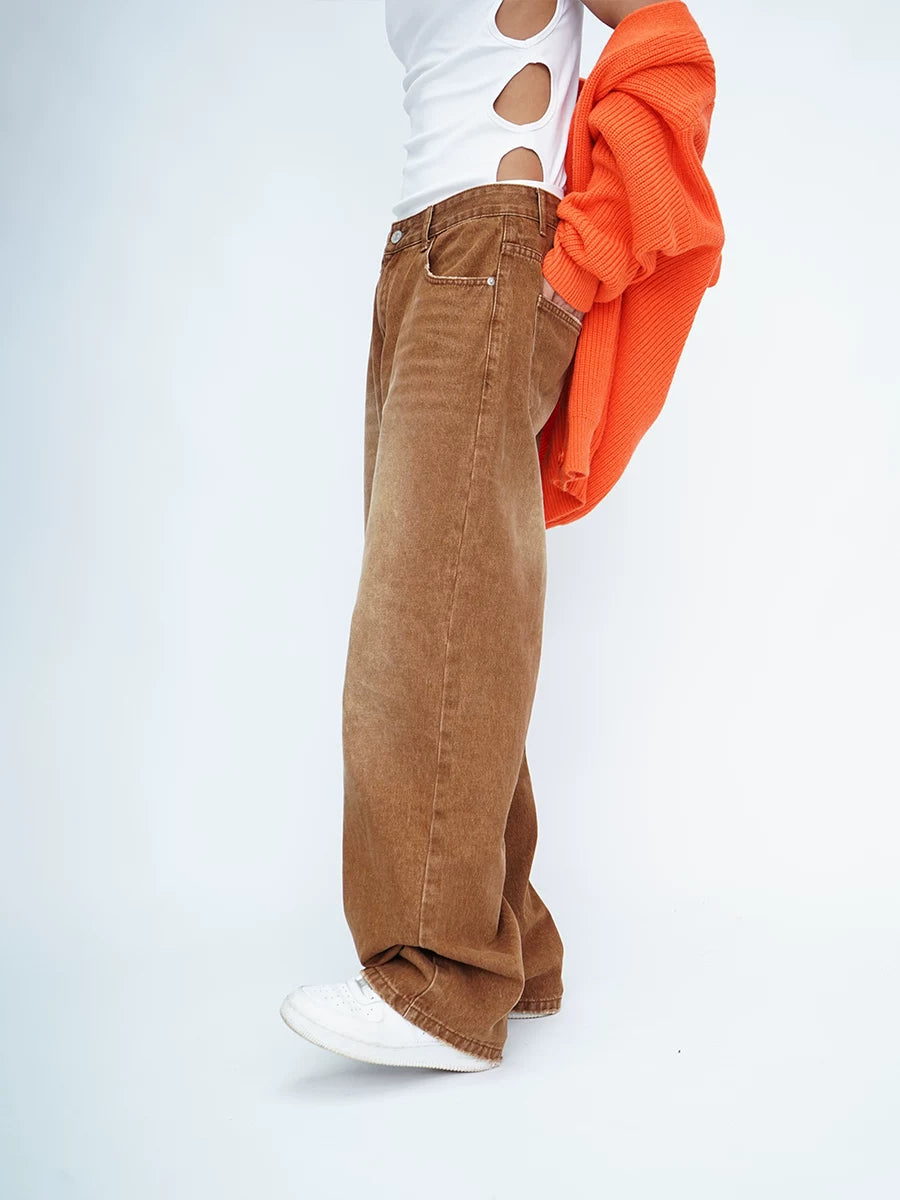 Men's Brown Vintage Wide Leg Jeans