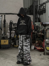 Washed Distressed Camo Cargo Pants