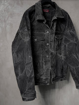 Washed Distressed Gray Raglan Denim Jacket