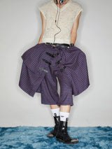 Y2K Plaid Buckle Wide Leg Skort