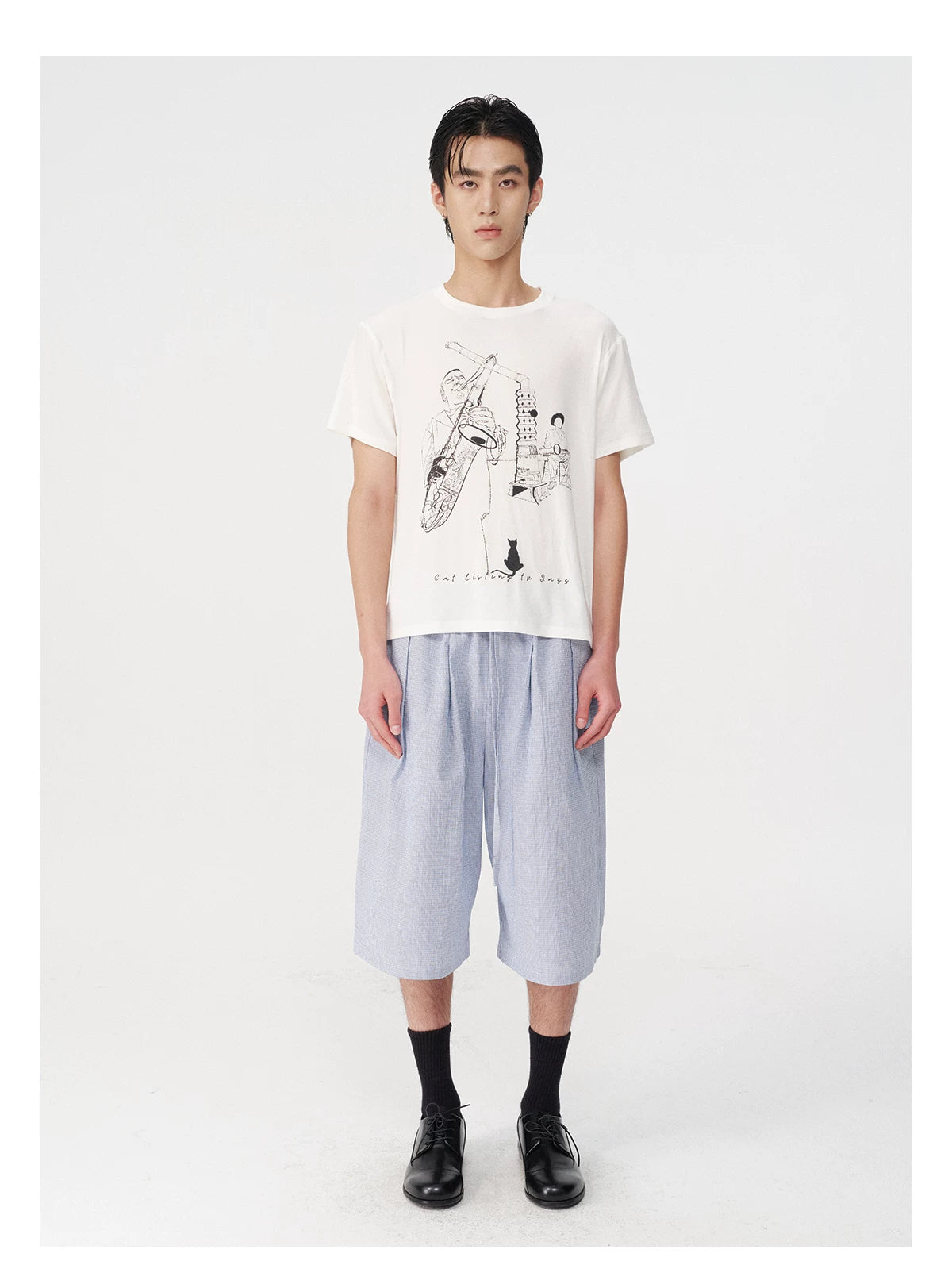 Pleated Plaid Capri Pants