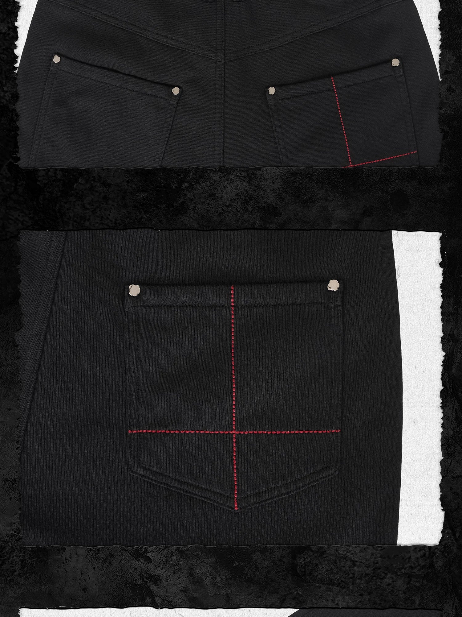Embroidered Devil Straight-Leg Denim-Style Terry Sweatpants