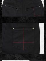 Embroidered Devil Straight-Leg Denim-Style Terry Sweatpants