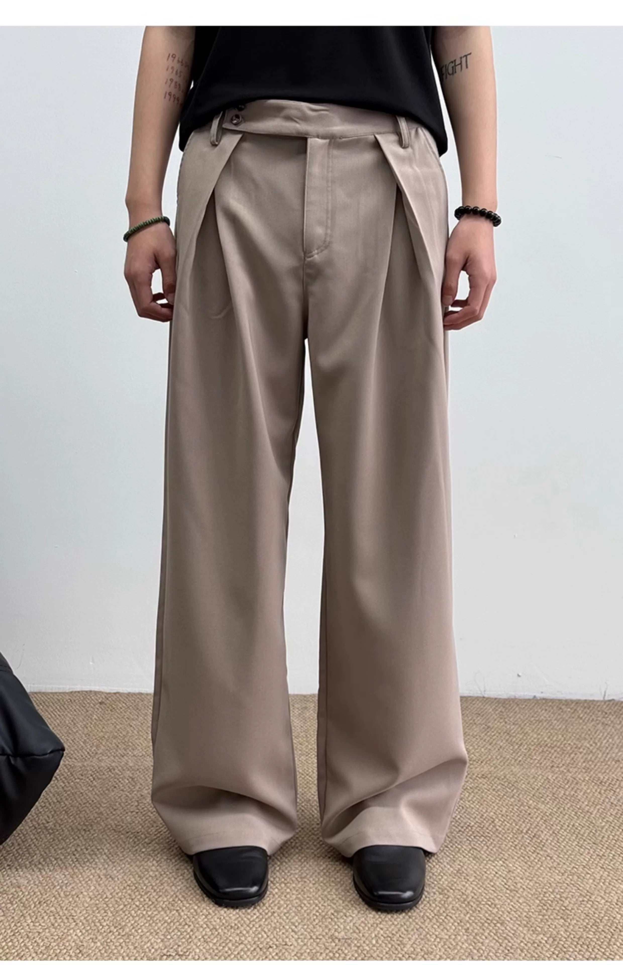 Pleated A-line Tailored Casual Pants