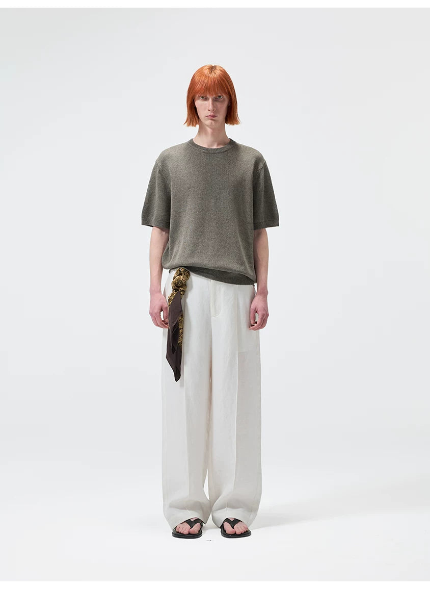 Straight Leg Hemp Linen Blend Pants