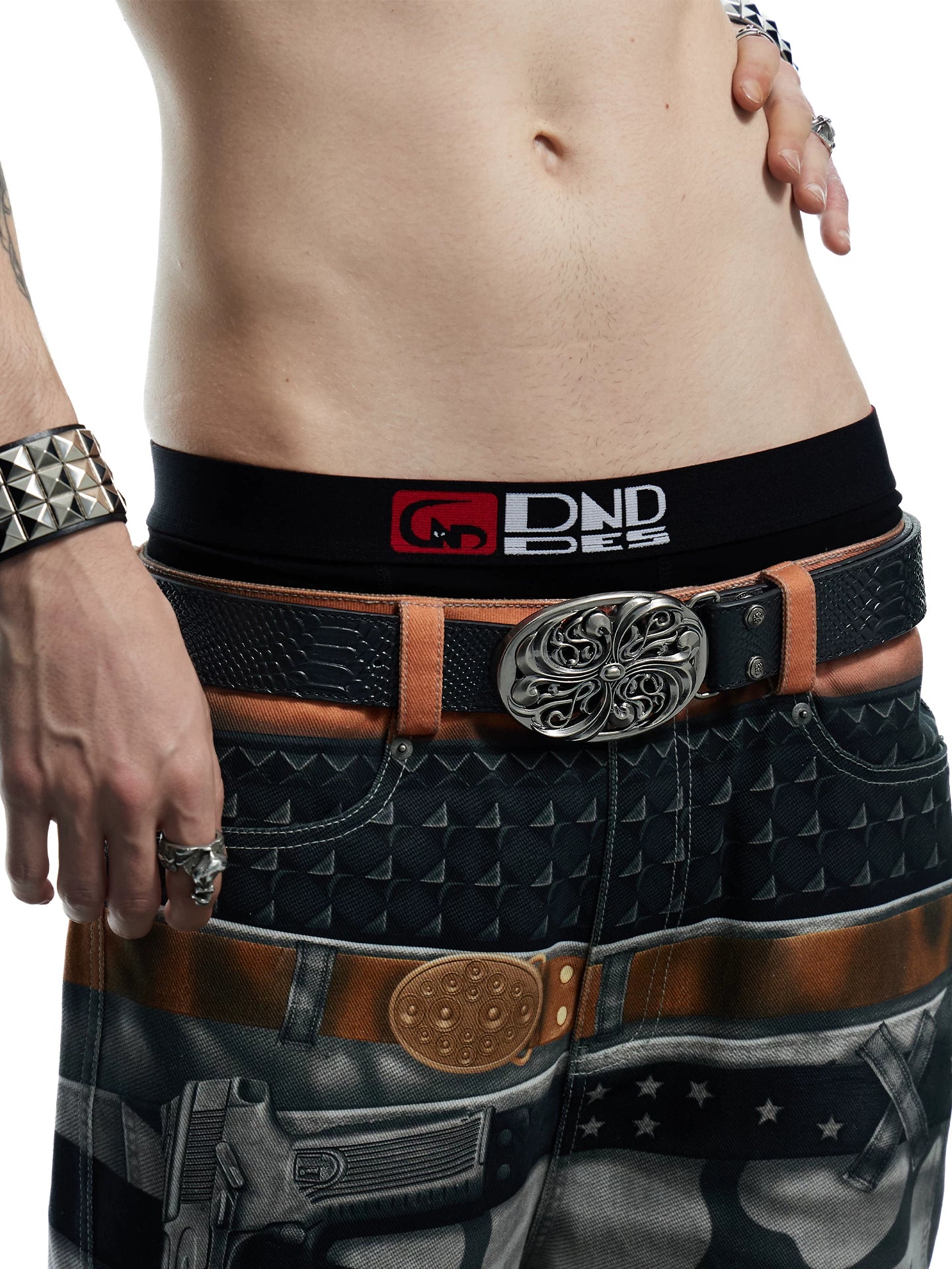 Vintage Snake Print Genuine Leather Belt