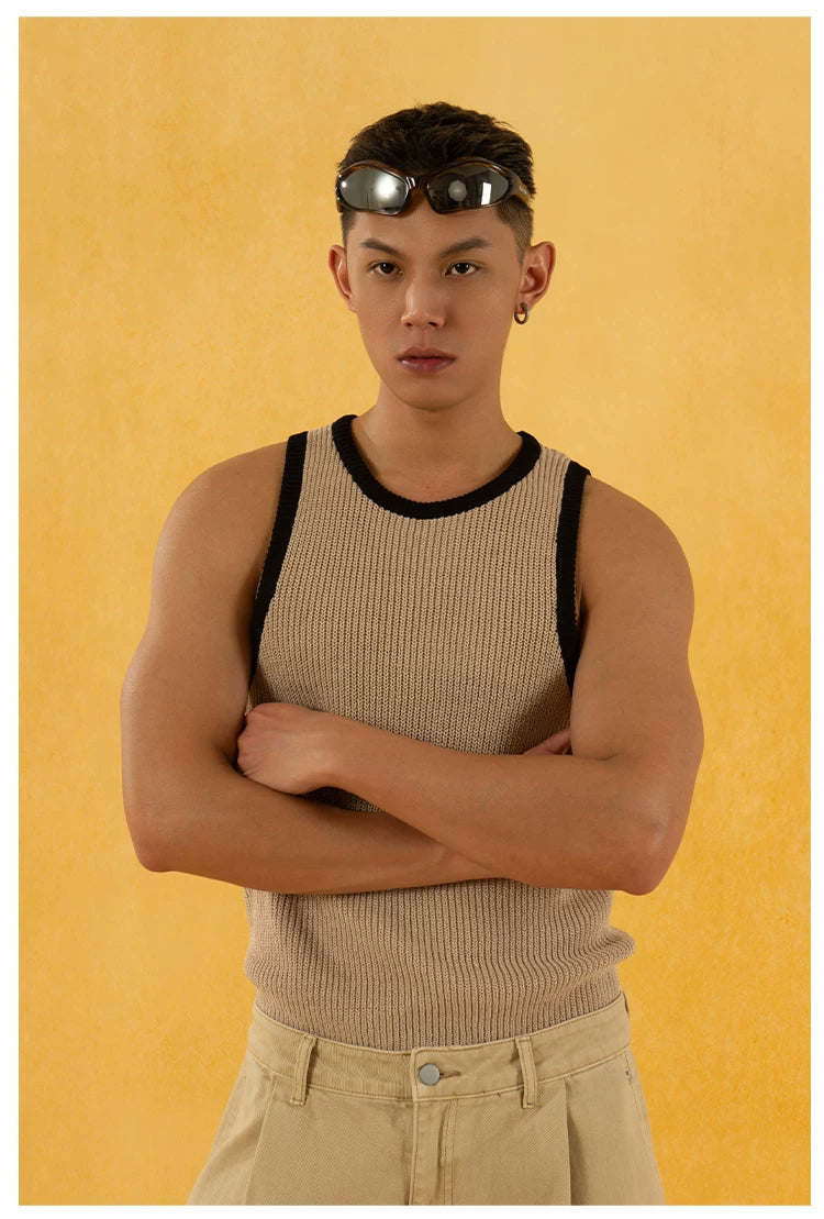 Men's Color Block Rib Knit Vest