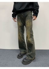 Cleanfit Washed Yellow Slim Flared Jeans