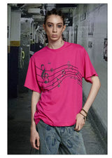 Vintage Pink Cotton Rhinestone Note Tee