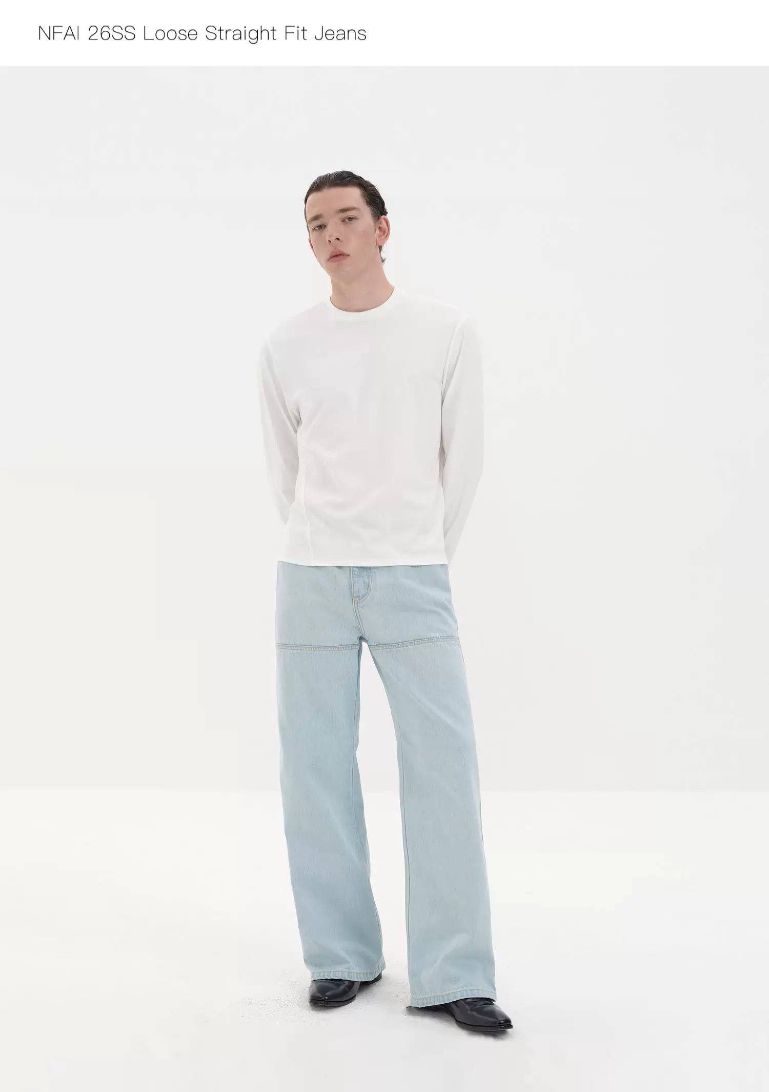 Fitted Straight Leg Patchwork Black-White-Blue Jeans