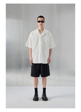Bark Textured Cuban Collar Casual Shirt