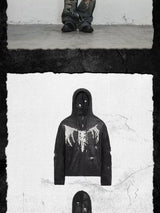 Devil Bone Jacquard Distressed Zip Cardigan