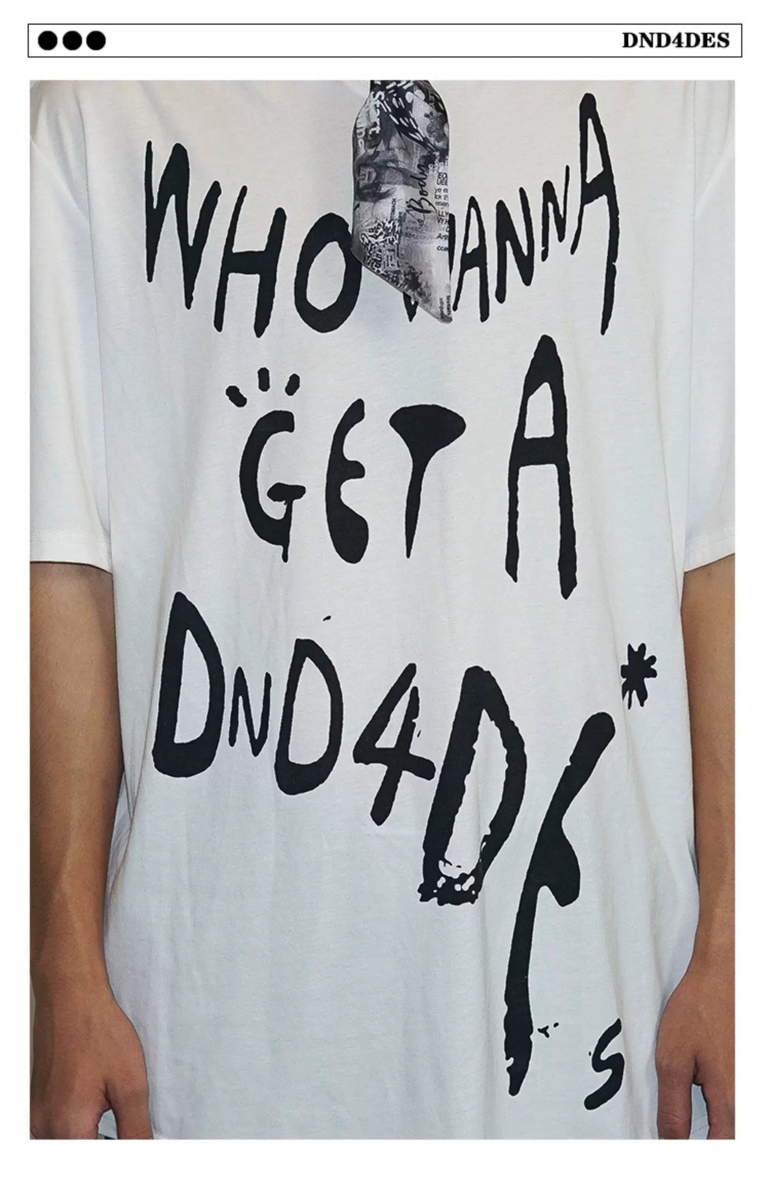 Unisex White Printed Modal V-Neck Tees