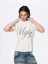 White Men's Twofer Letter Print Tee